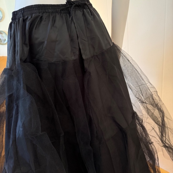 Goth, Blk, Balletcore Crinoline, Maxi Drawstring Skirt, Medium - Picture 5 of 6